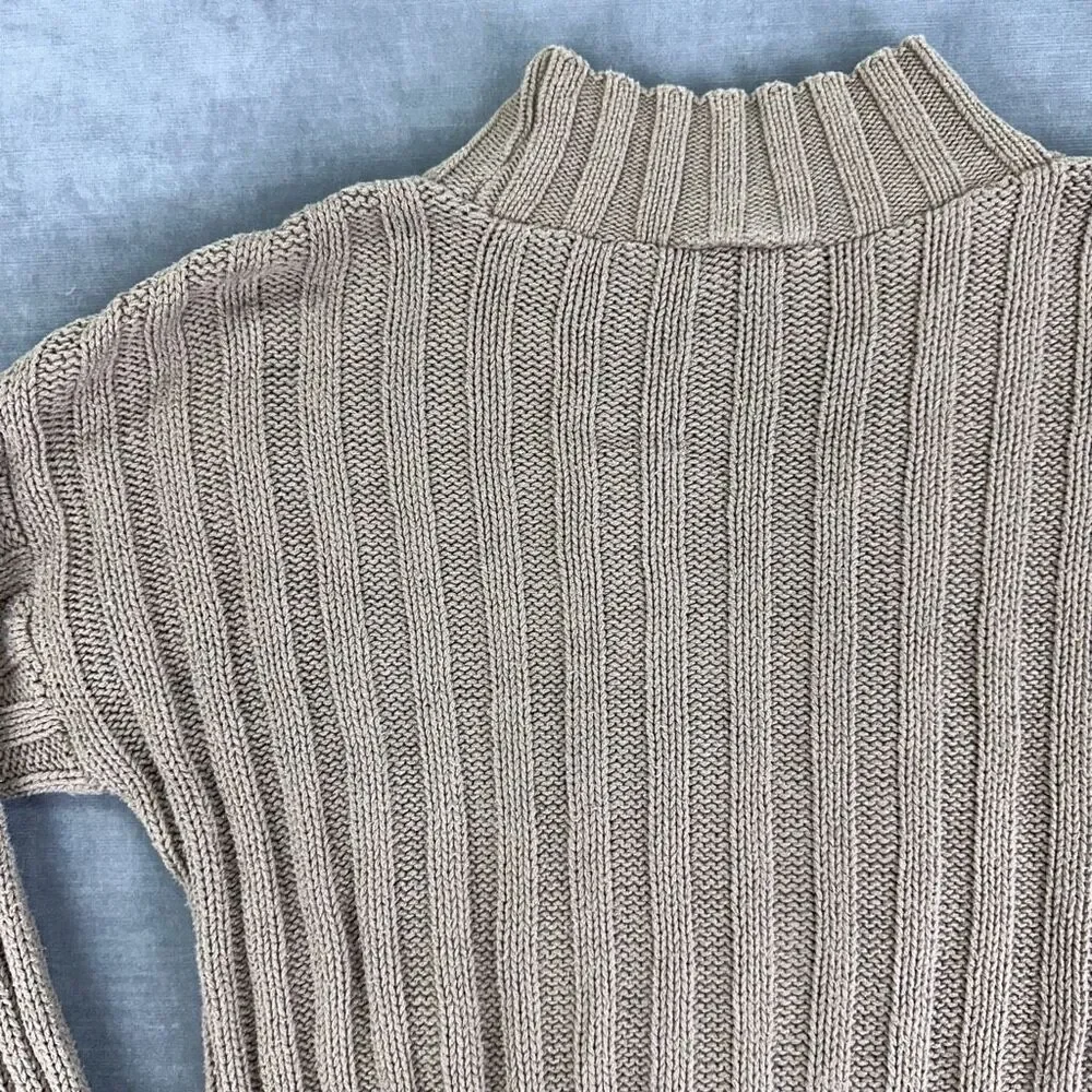 Vintage Sweater Women’s S Brown Turtleneck Cable knit Cropped Made in USA - Picture 6 of 8